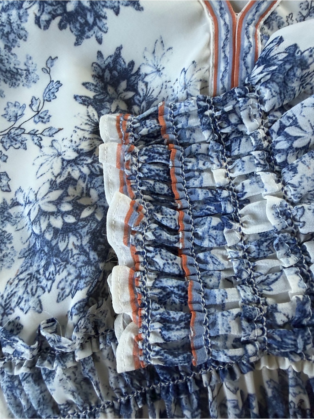 Max Studio Lined Sheer Blue Tiered Ruffle Sheer Balloon Sleeve Dress XL EUC - Picture 6 of 8